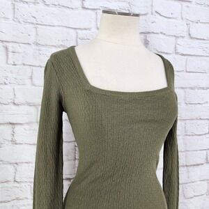 Zara Knit Maxi Dress Forest Fairy Boho Mori Goblin Square Neck Bodycon Medium